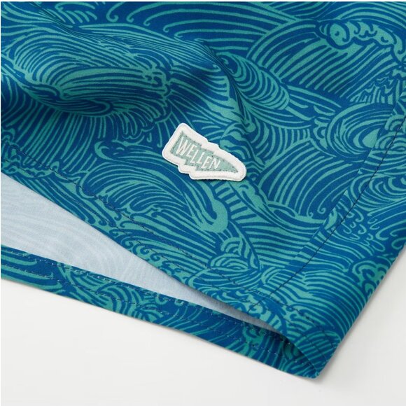 Wave Pattern Blue Men's Hybrid Shorts - Picture 2 of 11